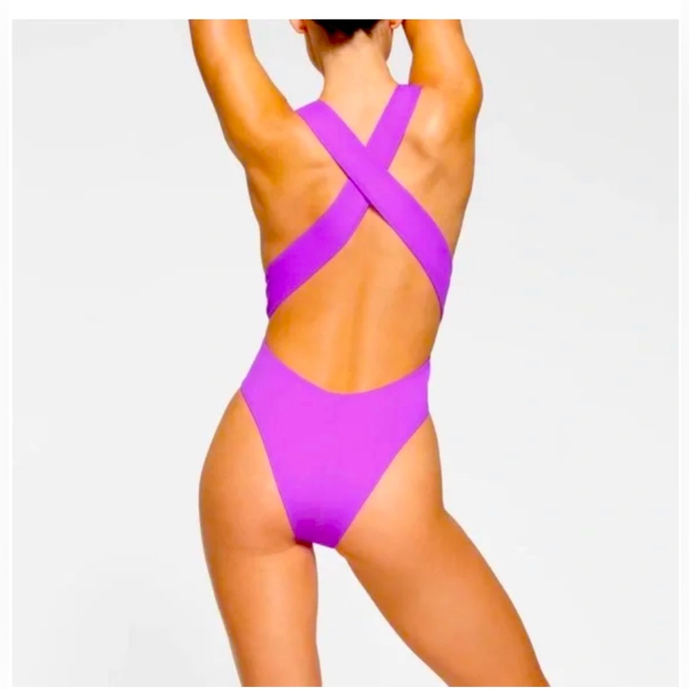 SKIMS Deep V One Piece Swimsuit Vibrant Purple 4X NWT Style No Tags - Picture 4 of 7